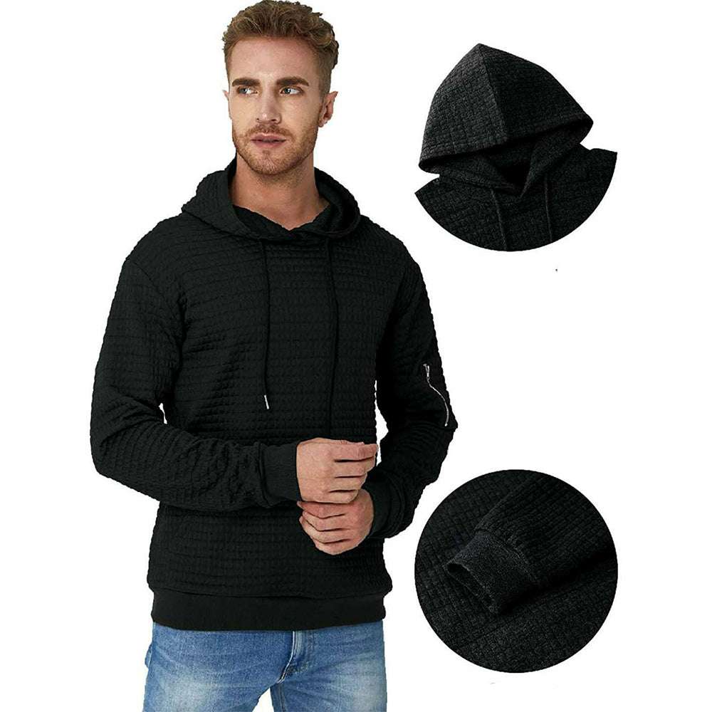 Trendy Men's Jacquard Zip Pocket Long Sleeve Sweatshirt P1150