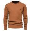 Autumn and winter new men's solid color striped pullover sweater