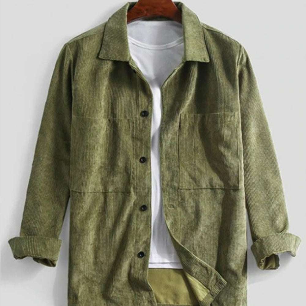 Men's Corduroy Pocket Solid Color Long Sleeve Shirt Men's Corduroy Pocket Solid Color Long Sleeve Shirt