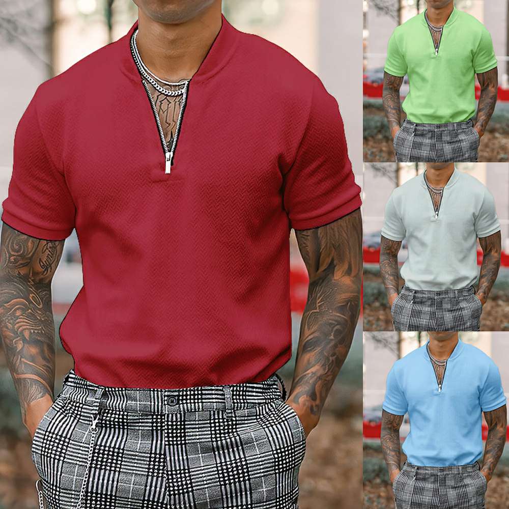 Summer New Men's Casual Tight Zipper POLO Short Sleeves P1139 Summer New Men's Casual Tight Zipper POLO Short Sleeves P1139