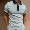 Fashion men's color block zip collar short sleeve polo shirt P1132 Fashion men's color block zip collar short sleeve polo shirt P1132
