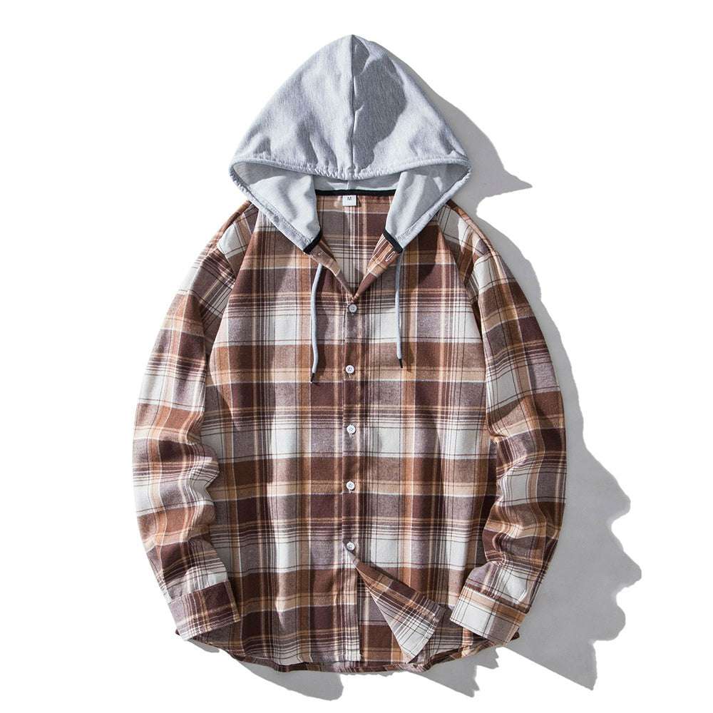 Men's Plaid Hooded Shirt P1245 Men's Plaid Hooded Shirt P1245