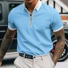 Men's Solid Color Zipper Lapel Polo T-Shirt