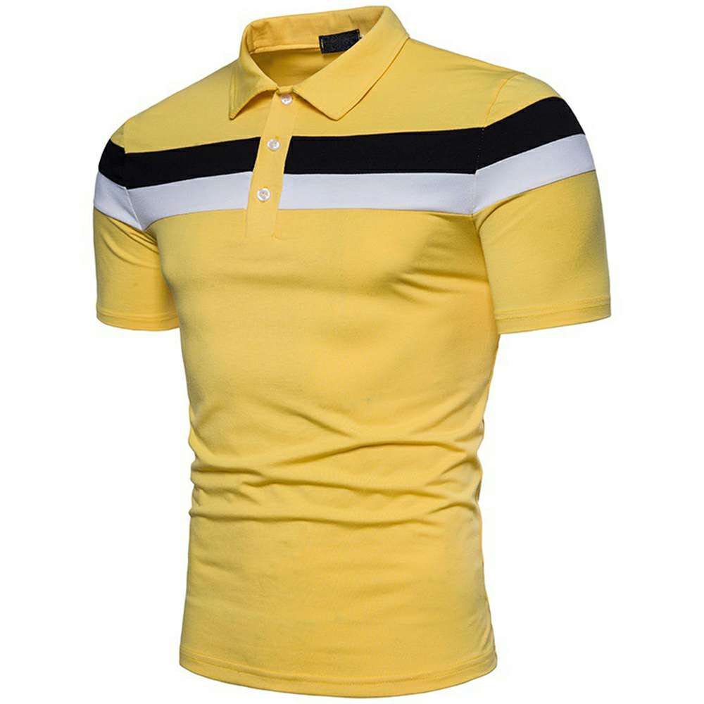Striped color matching fashion lapel polo shirt men's short sleeves P1135 Striped color matching fashion lapel polo shirt men's short sleeves P1135