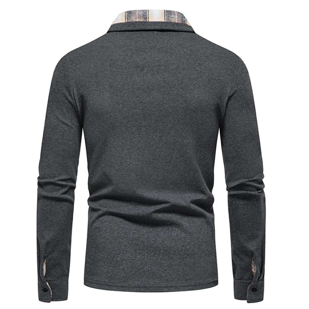 New Men's Plaid Long Sleeve Color Matching Polo Shirt New Men's Plaid Long Sleeve Color Matching Polo Shirt