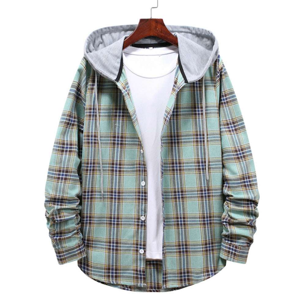 Men's Plaid Hooded Long Sleeve Shirt Jacket P1222 Men's Plaid Hooded Long Sleeve Shirt Jacket P1222