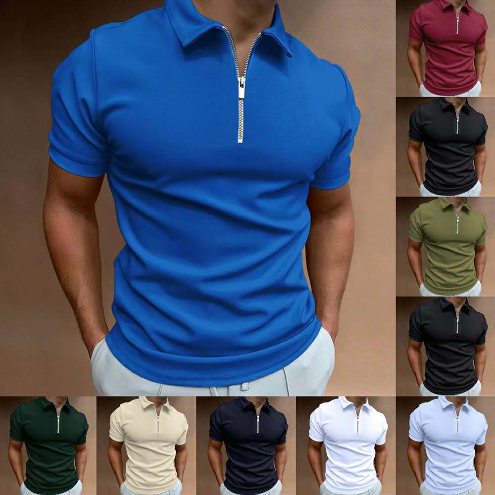 Summer men's polo shirt solid color short-sleeved lapel t-shirt P1123 Summer men's polo shirt solid color short-sleeved lapel t-shirt P1123