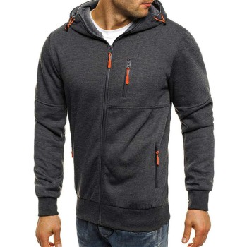 Men's Contrast Zip Slim Fit Hooded Jacket P1248