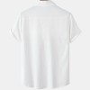 Solid color double pocket linen short sleeve shirt for men Solid color double pocket linen short sleeve shirt for men