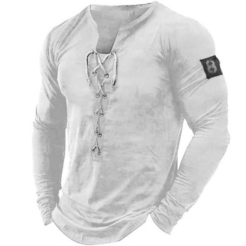 Summer new men's outdoor retro tie hooded long sleeve