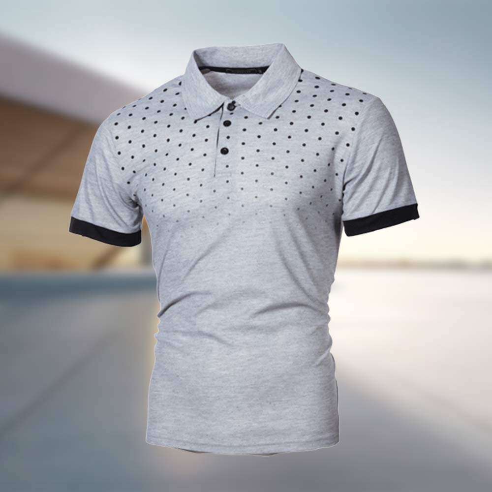 Summer fashion men's polka dot print short-sleeved lapel polo shirt P1027 Summer fashion men's polka dot print short-sleeved lapel polo shirt P1027