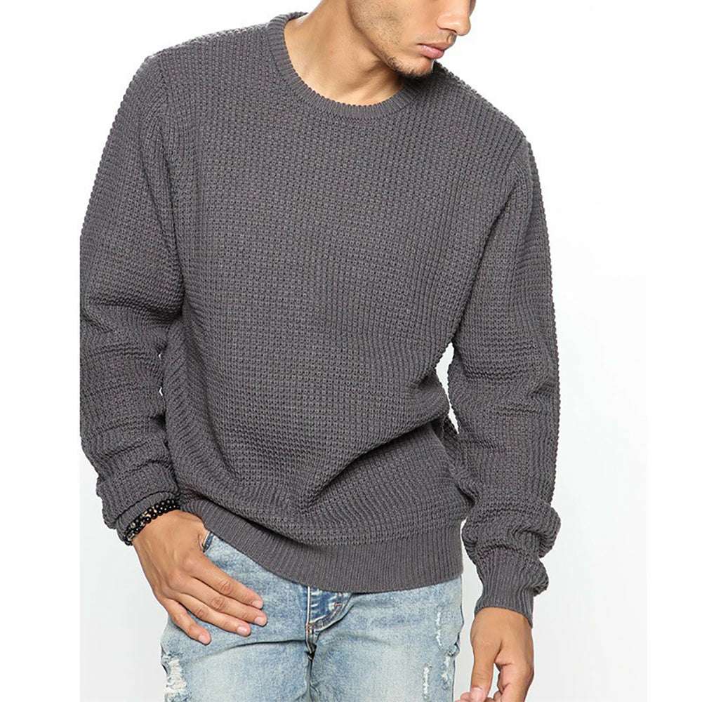 New Men's Fashion Round Neck Hollow Out Casual Knit Long Sleeve Sweater New Men's Fashion Round Neck Hollow Out Casual Knit Long Sleeve Sweater