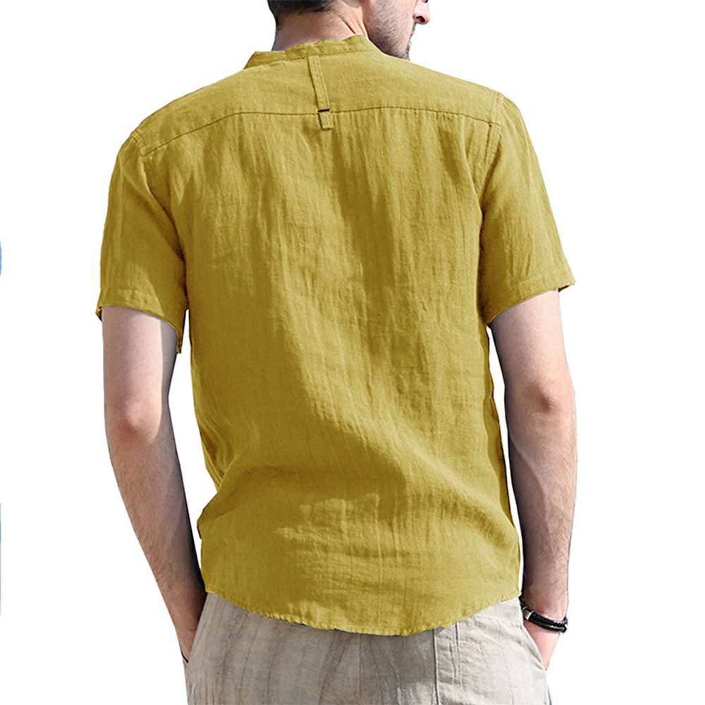 Solid Color Henley Collar Short Sleeve Shirt Solid Color Henley Collar Short Sleeve Shirt