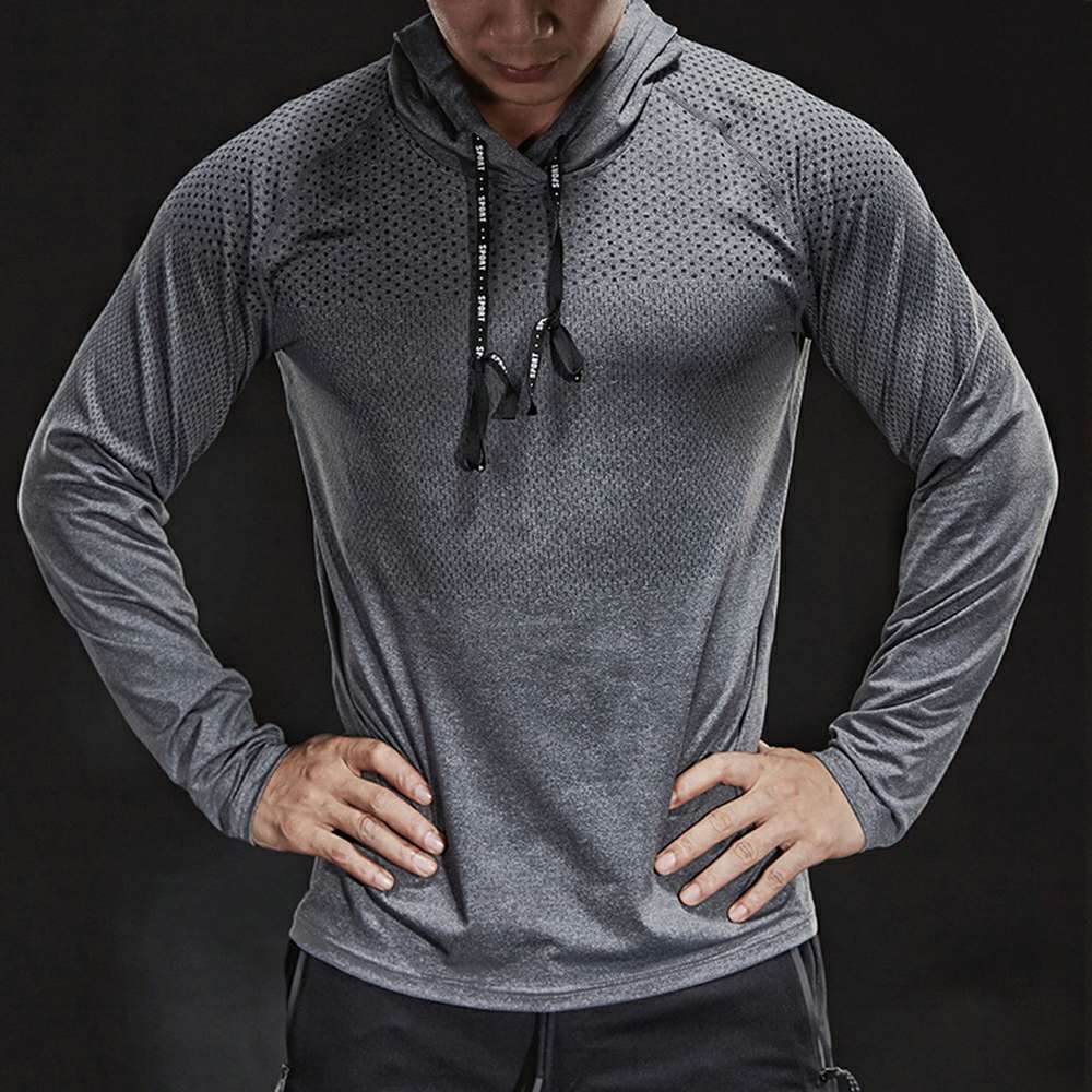 Men's Long Sleeve Hooded Quick Dry Sports Sweatshirt P1172