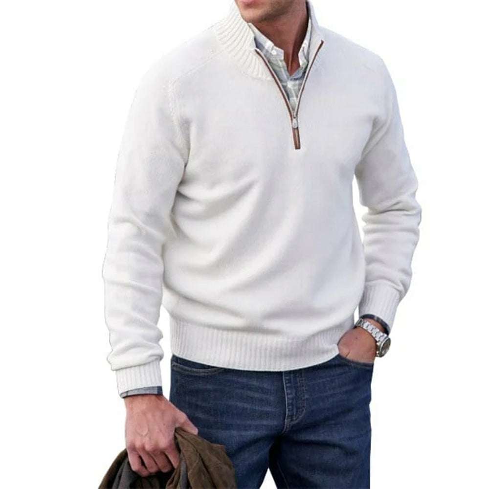 Men's Fashion Stand Collar Zipper Thermal Sweater