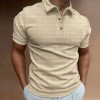 New waffle men's polo shirt short sleeve button down T-shirt top P1114