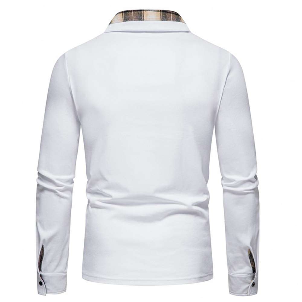 New Men's Plaid Long Sleeve Color Matching Polo Shirt New Men's Plaid Long Sleeve Color Matching Polo Shirt