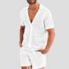 Summer new men's hollow icy breathable casual thin short-sleeved shorts suit Summer new men's hollow icy breathable casual thin short-sleeved shorts suit