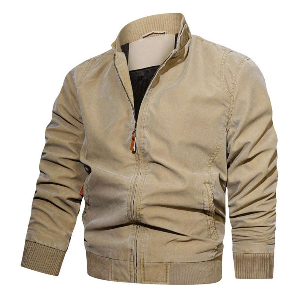 Men's Stand Collar Cotton Solid Color Zip Casual Jacket Men's Stand Collar Cotton Solid Color Zip Casual Jacket