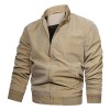Men's Stand Collar Cotton Solid Color Zip Casual Jacket Men's Stand Collar Cotton Solid Color Zip Casual Jacket
