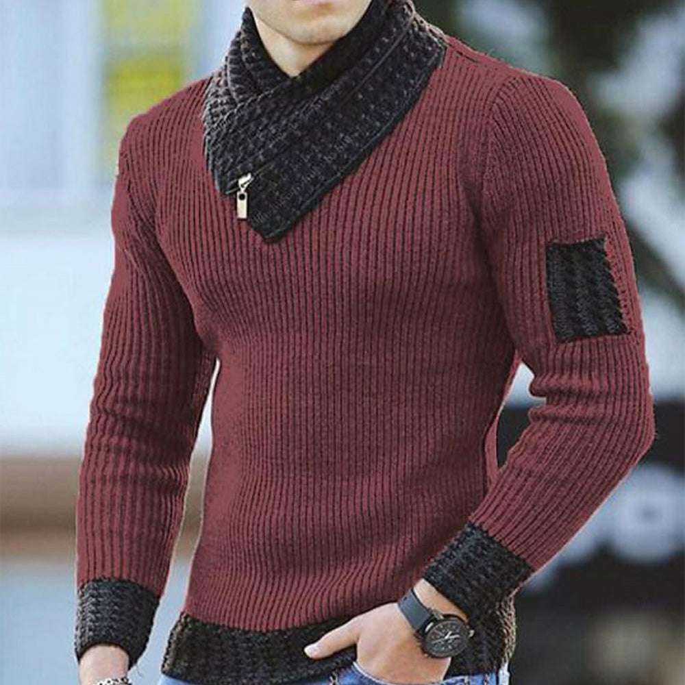 Men's Turtleneck Sweater Scarf Collar Casual Slim Fit Knit Pullover Men's Turtleneck Sweater Scarf Collar Casual Slim Fit Knit Pullover