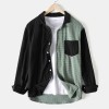 New Men's Plaid Colorblock Loose Corduroy Casual Long Sleeve Shirt New Men's Plaid Colorblock Loose Corduroy Casual Long Sleeve Shirt