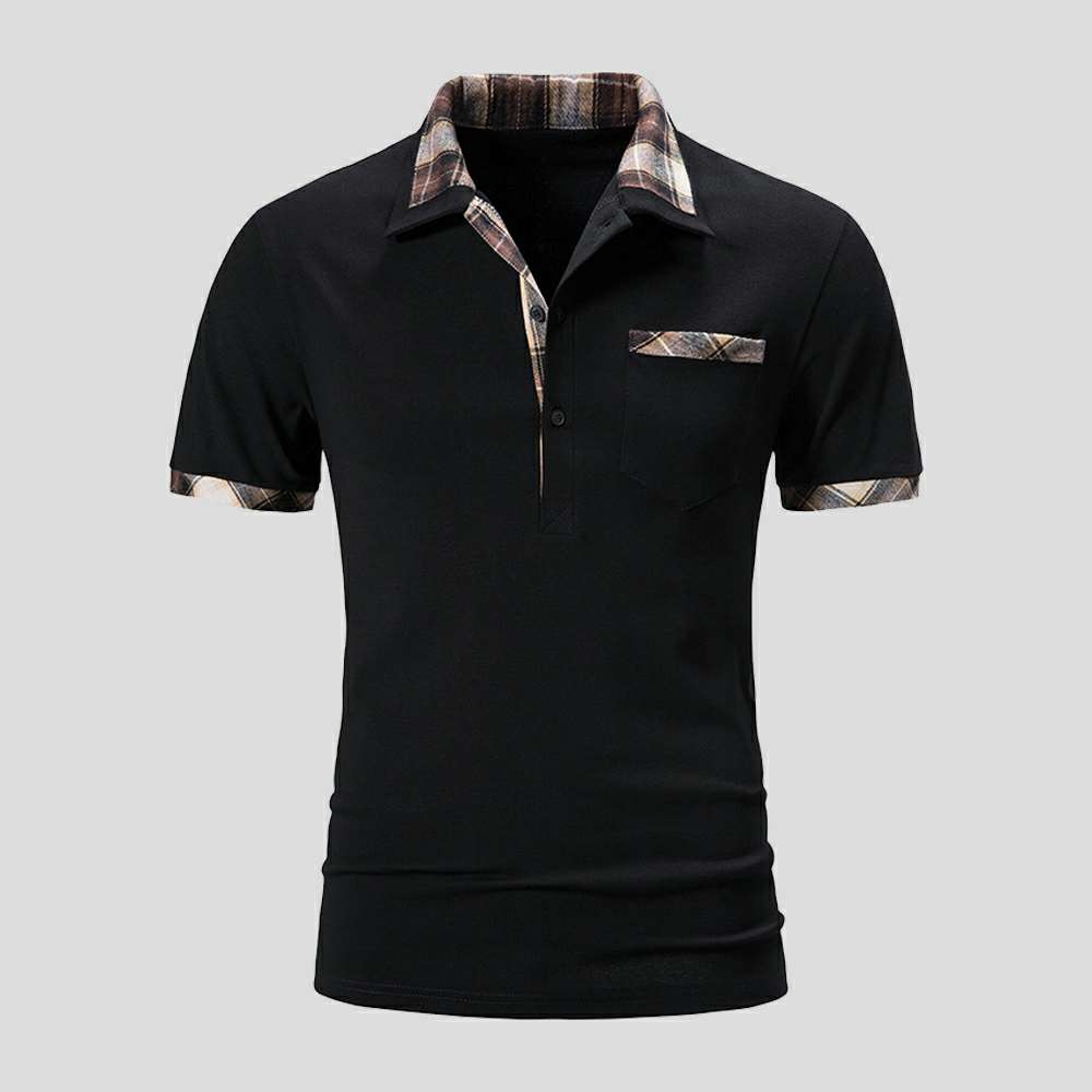 Summer new color-block plaid men's casual polo shirts P1118