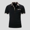Summer new color-block plaid men's casual polo shirts P1118