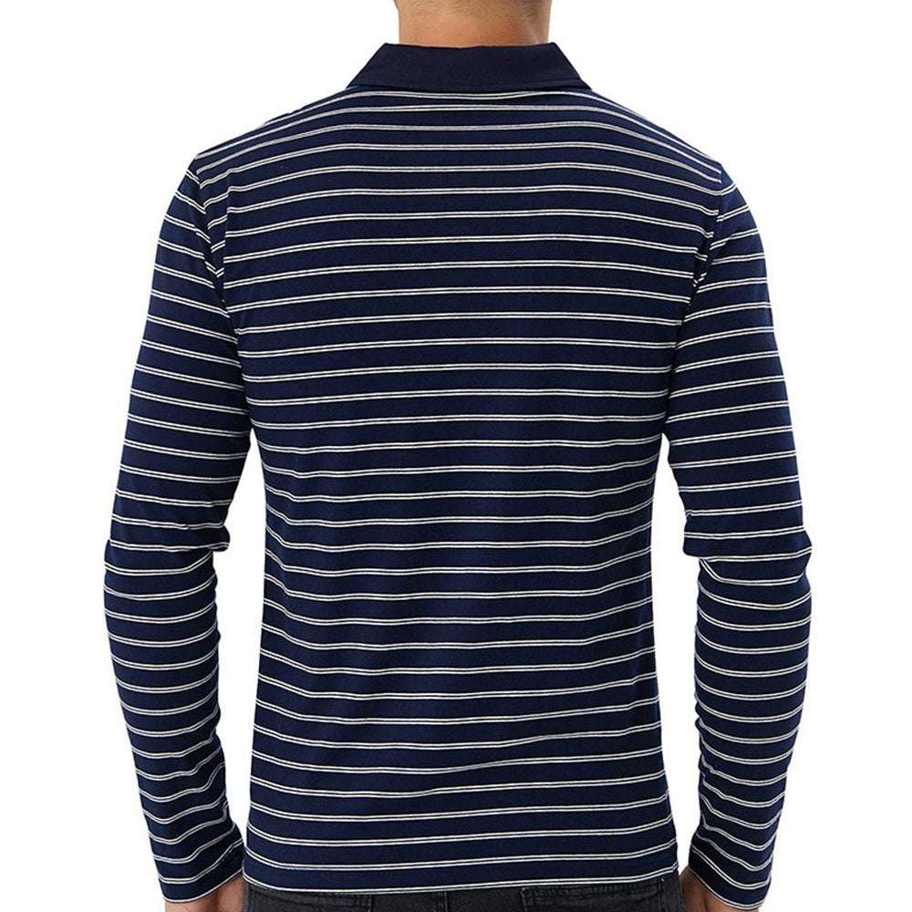 New Men Striped Casual Breathable Long Sleeve Polo Shirt New Men Striped Casual Breathable Long Sleeve Polo Shirt