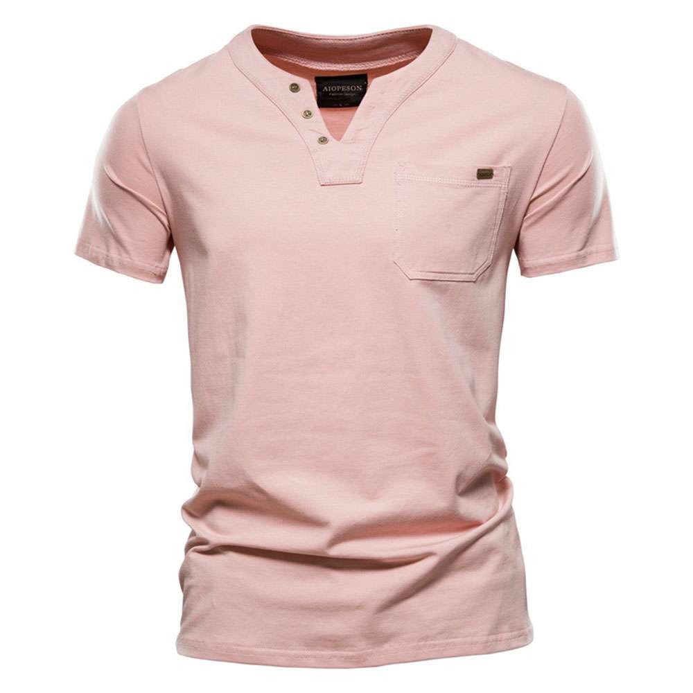 Summer new men's casual v-neck trend slim cotton short-sleeved T-shirt Summer new men's casual v-neck trend slim cotton short-sleeved T-shirt