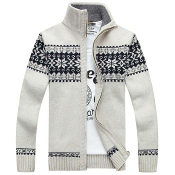 Men's Slim Collar Jacquard Knit Jacket P1269