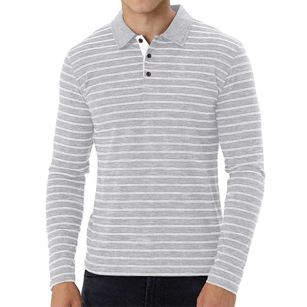New Men Striped Casual Breathable Long Sleeve Polo Shirt New Men Striped Casual Breathable Long Sleeve Polo Shirt