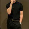 Summer new men's thin section solid color knitted POLO shirt with short sleeves P1107 Summer new men's thin section solid color knitted POLO shirt with short sleeves P1107