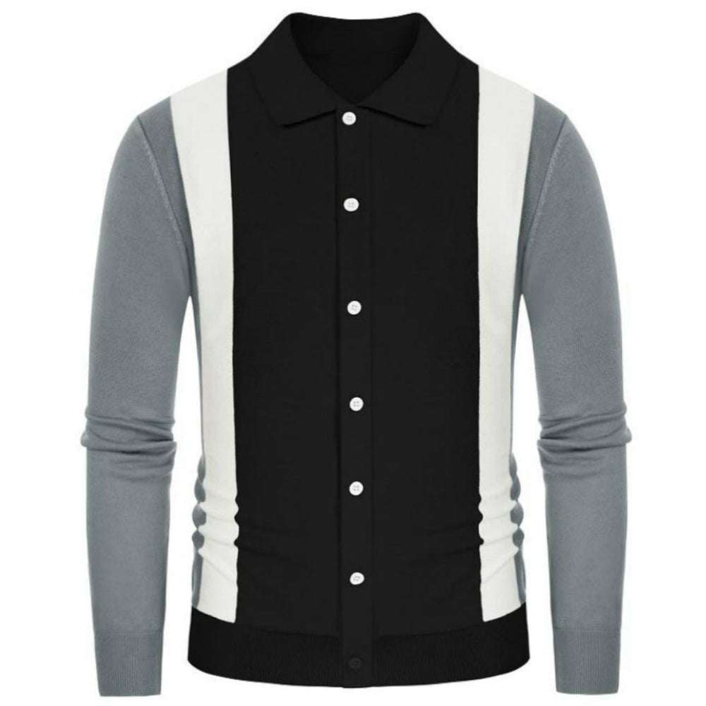 Knit long-sleeve cardigan with contrasting color buttons P1089 Knit long-sleeve cardigan with contrasting color buttons P1089