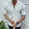New solid color short-sleeved shirt men's casual cardigan