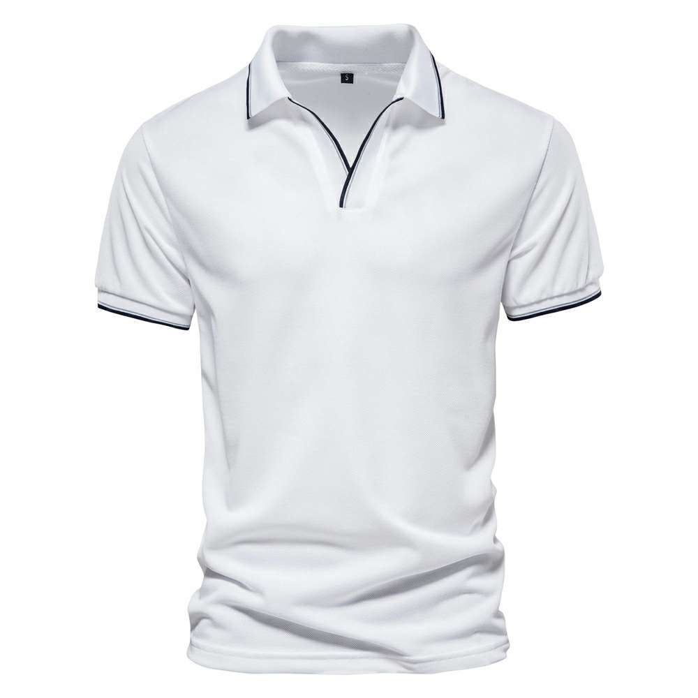 New solid color v-neck men's business POLO shirt casual short-sleeved P1024 New solid color v-neck men's business POLO shirt casual short-sleeved P1024