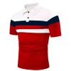 Striped color matching fashion lapel polo shirt men's short sleeves P1135 Striped color matching fashion lapel polo shirt men's short sleeves P1135
