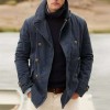 Fashion Casual Solid Color Lapel Loose Men's Hoodless Coat P1218