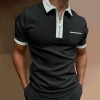 Fashion men's color block zip collar short sleeve polo shirt P1132 Fashion men's color block zip collar short sleeve polo shirt P1132