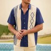 Summer new men's lapel striped printed short-sleeved shirt Summer new men's lapel striped printed short-sleeved shirt