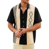 Summer new men's lapel striped printed short-sleeved shirt Summer new men's lapel striped printed short-sleeved shirt