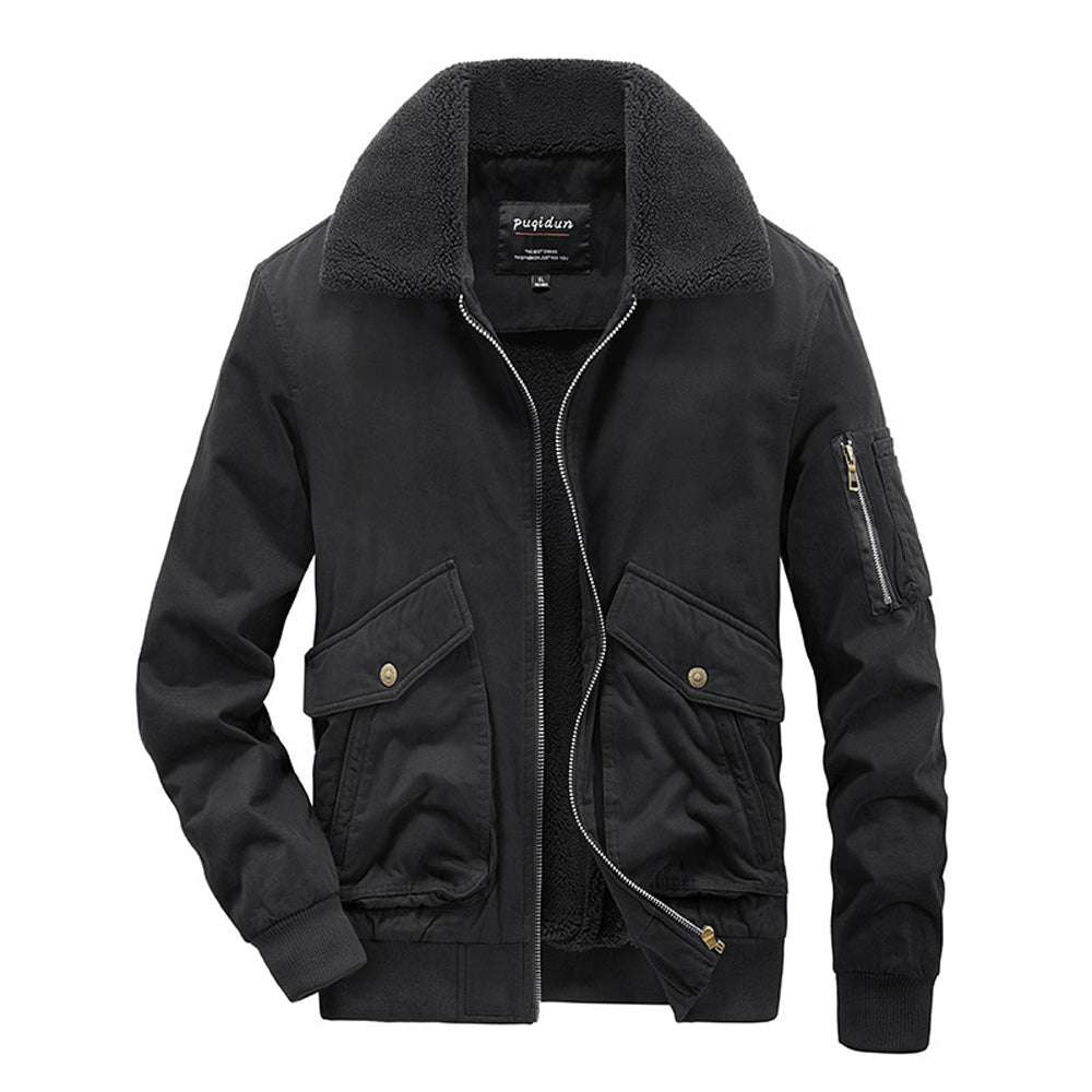 Men's lamb fleece Lapel Solid Color Jacket Men's lamb fleece Lapel Solid Color Jacket