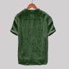 Men's stand collar short sleeve cotton linen shirt