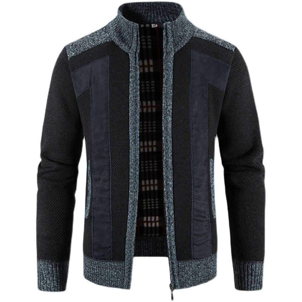 Men's Warm Fashion Stitched Fleece Knitted Cardigan P1180