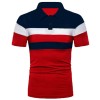 Striped color matching fashion lapel polo shirt men's short sleeves P1135 Striped color matching fashion lapel polo shirt men's short sleeves P1135