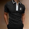 Short sleeve striped zip summer polo for men P1124 Short sleeve striped zip summer polo for men P1124