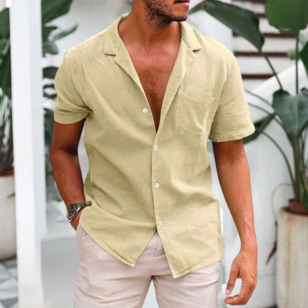 Short-sleeved shirt in breathable linen for men Short-sleeved shirt in breathable linen for men