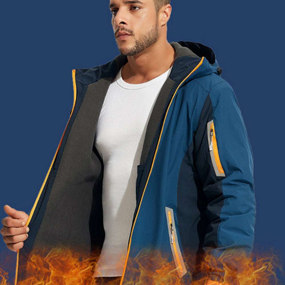 Couples style reflective warm outdoor hooded jacket