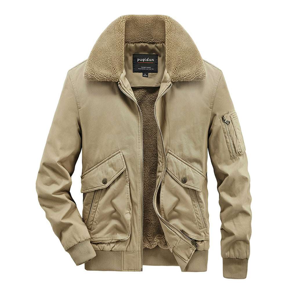 Men's lamb fleece Lapel Solid Color Jacket Men's lamb fleece Lapel Solid Color Jacket