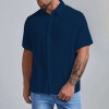 New Men's Slim Lapel Collar Pleated Short Sleeve Shirt New Men's Slim Lapel Collar Pleated Short Sleeve Shirt